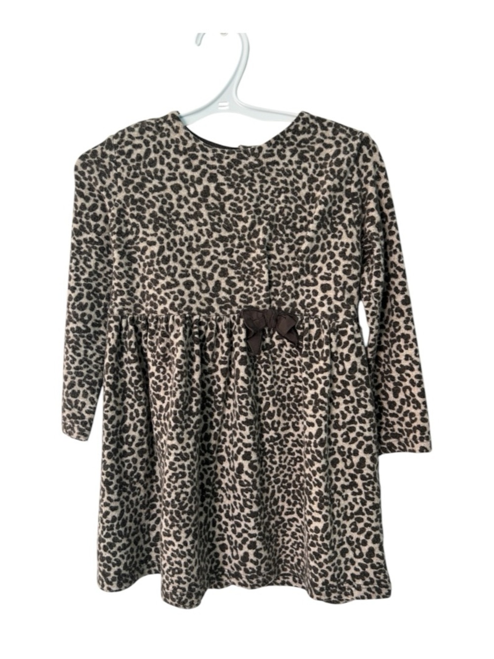 ZARA Kids Leopard Print Long-Sleeve Dress with Bow
